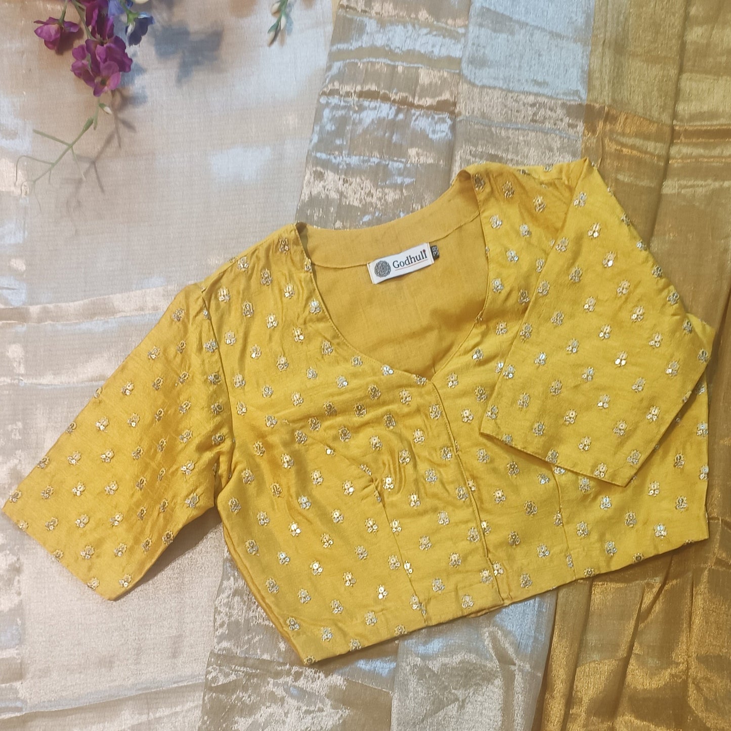 Yellow Zari Work Silk Blouse