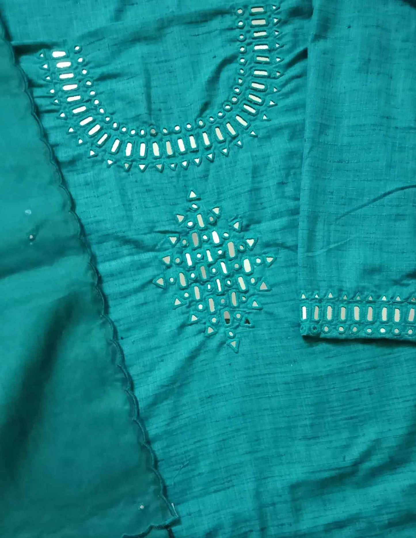 Aqua Blue Mirror Work Suit Set