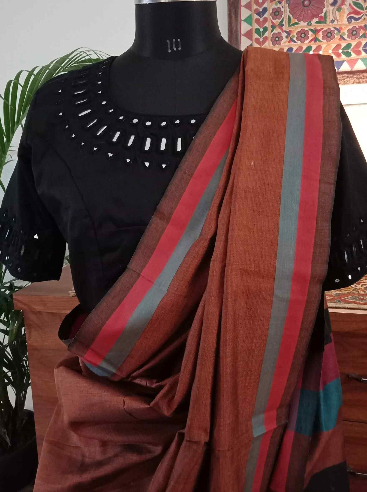 Black Blouse with Handcrafted Mirrorwork