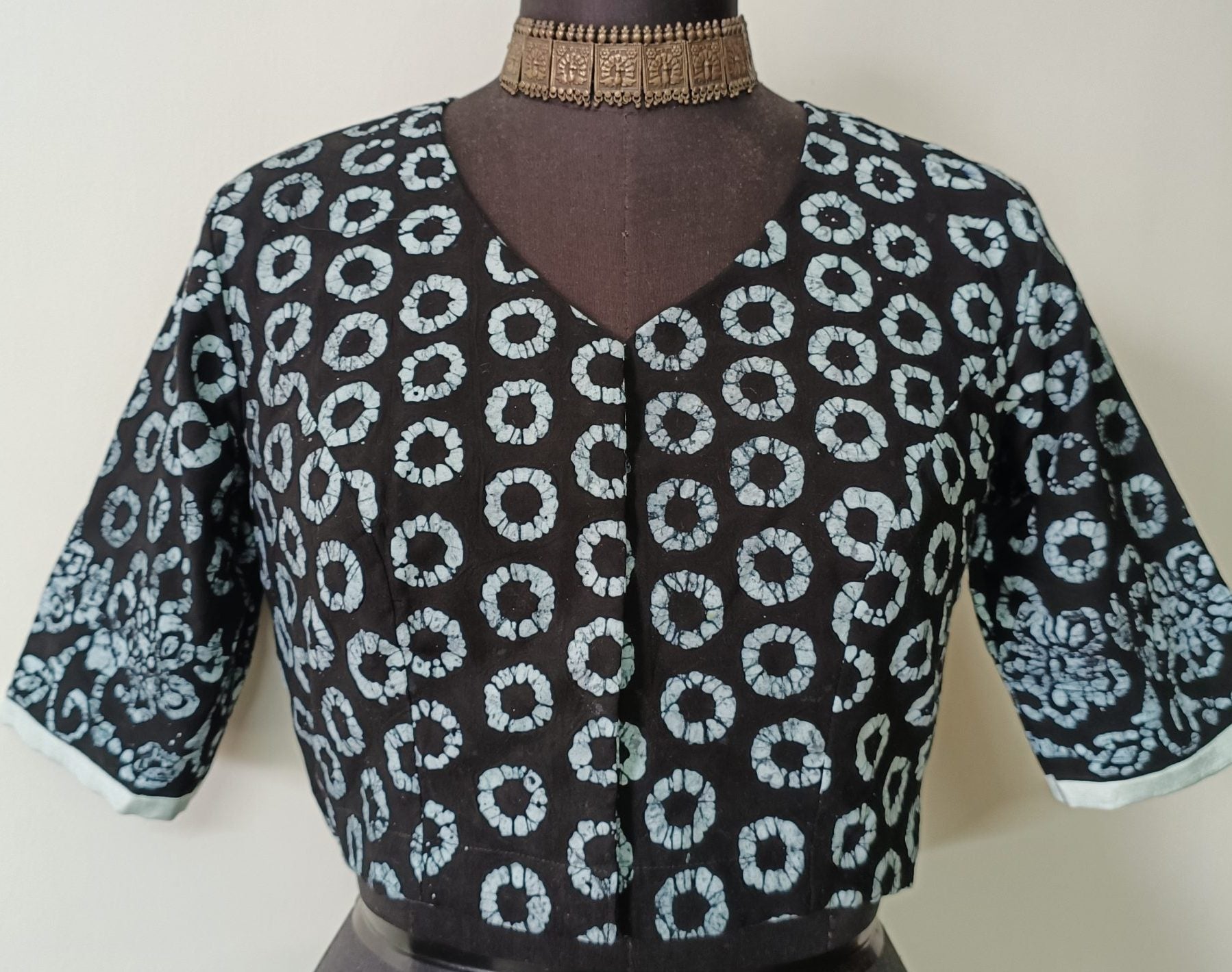 Black Batik Circle Print Blouse