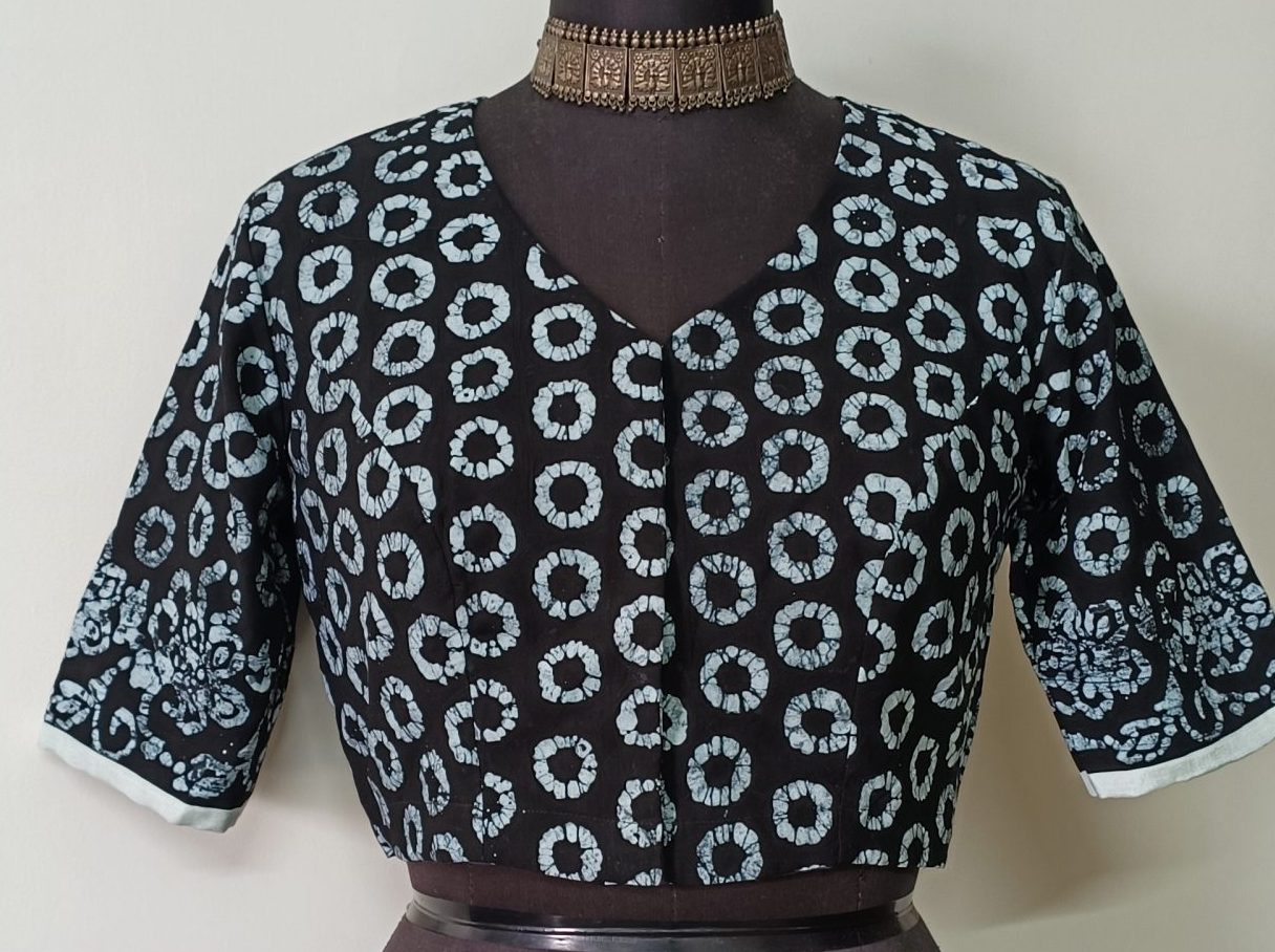 Black Batik Circle Print Blouse