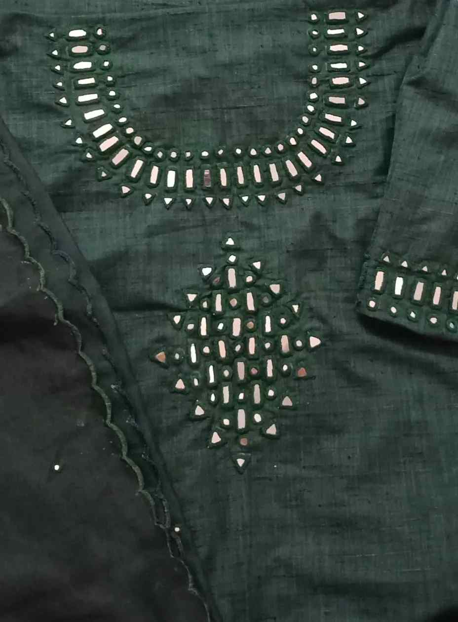 Buy Bottle Green Mirror Work Suit Set | Godhuli