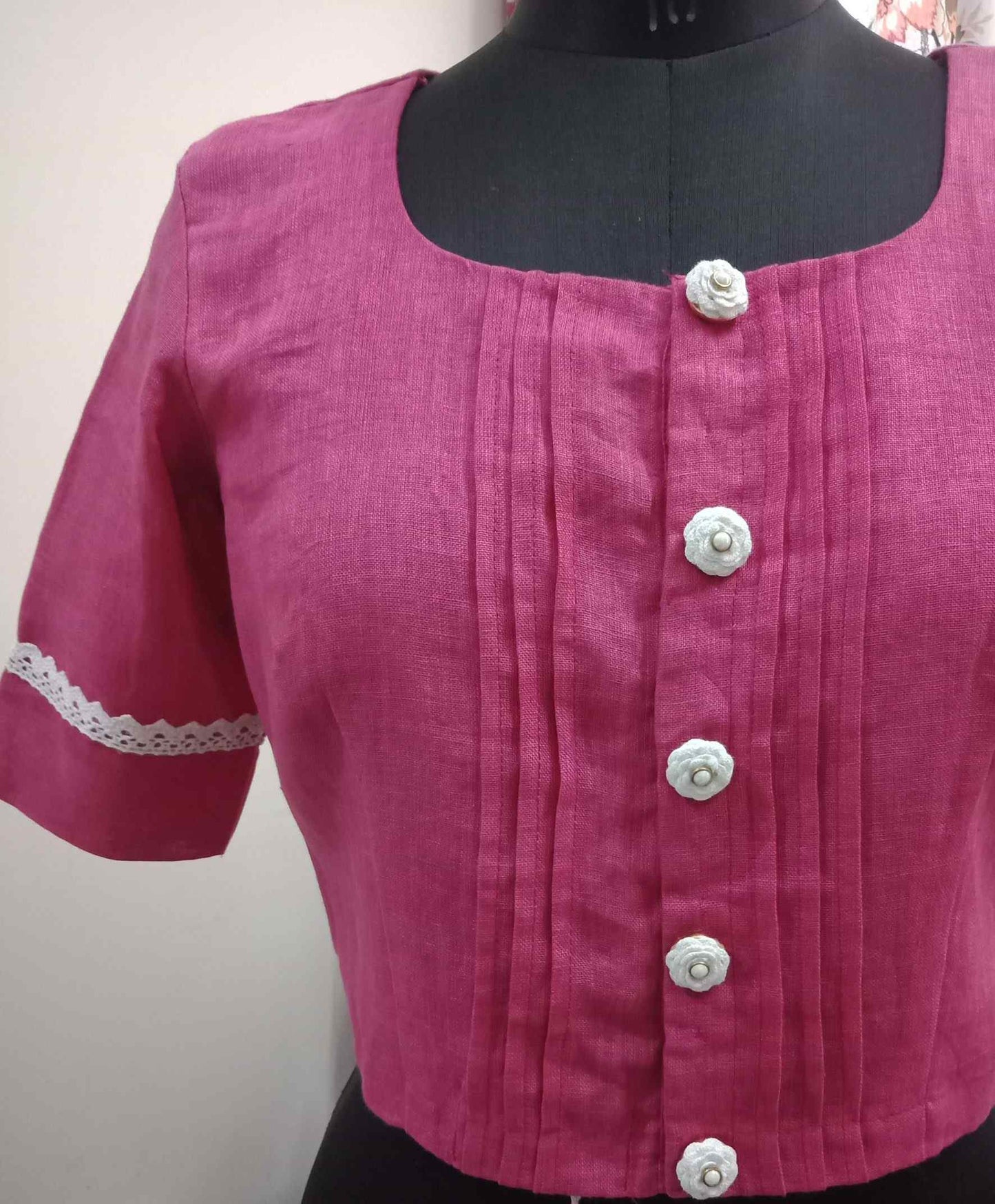 Bubblegum Pink Linen Blouse