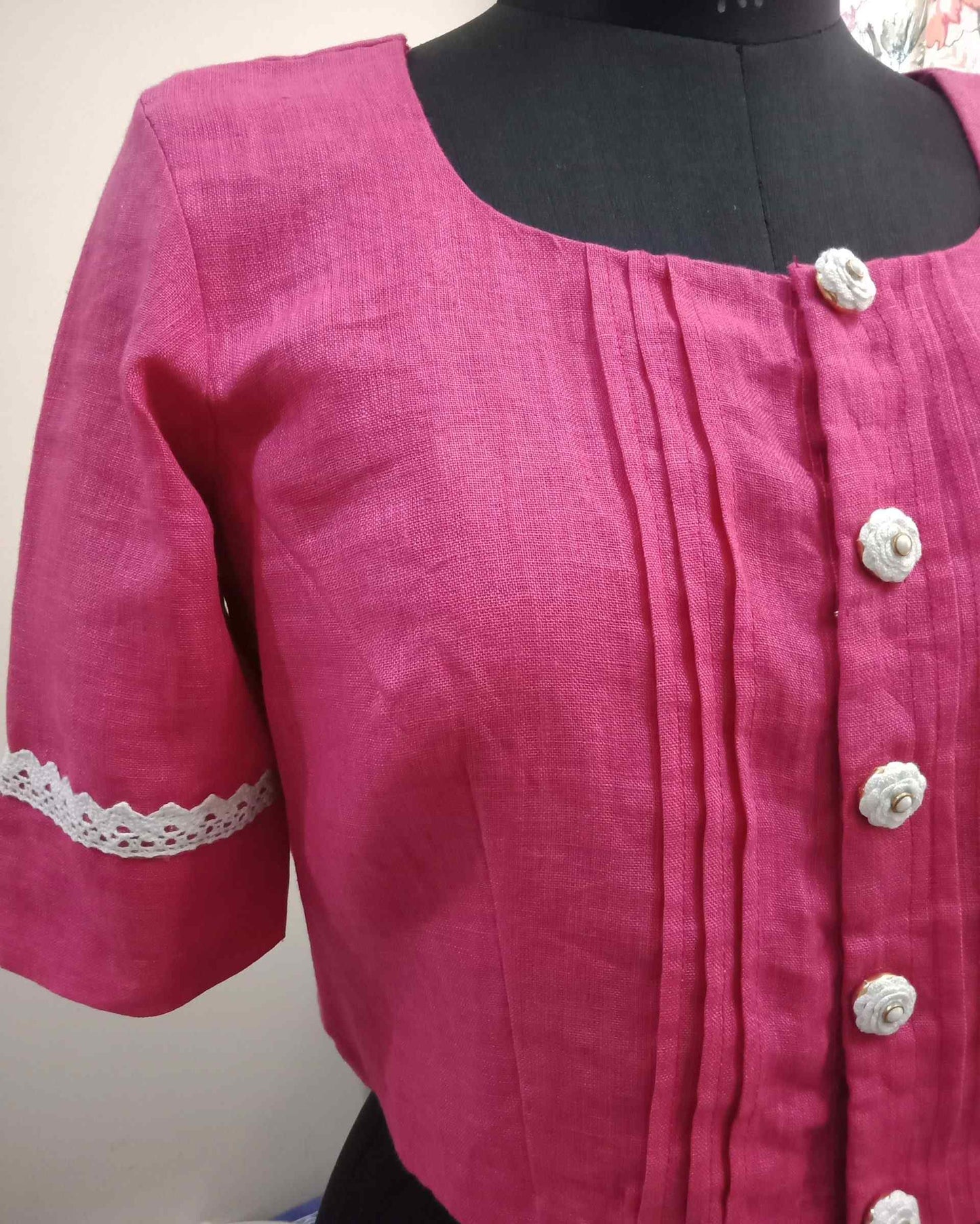 Bubblegum Pink Linen Blouse