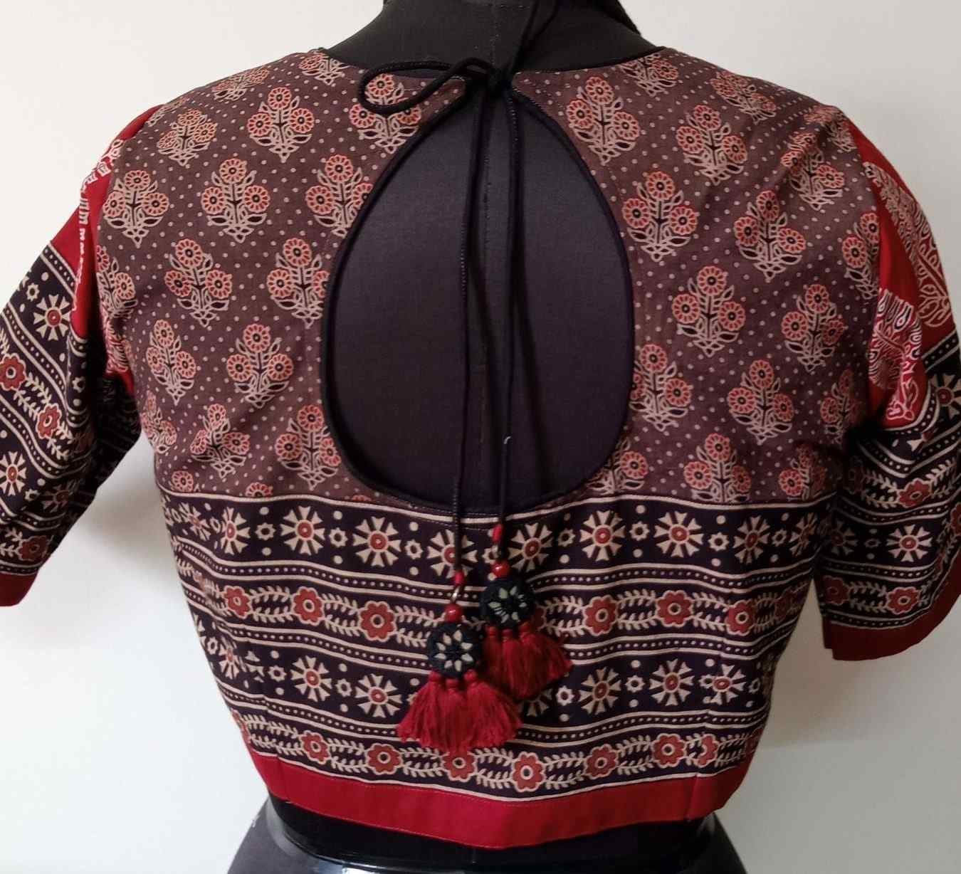 Cedar Brown-Red Ajrakh Choli Blouse