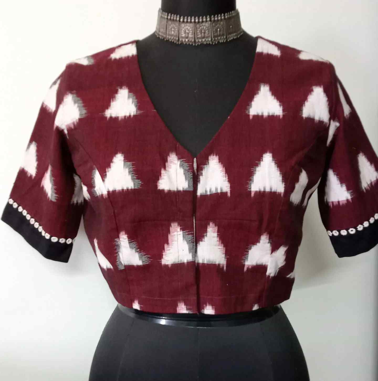 Dark Maroon Ikat Blouse