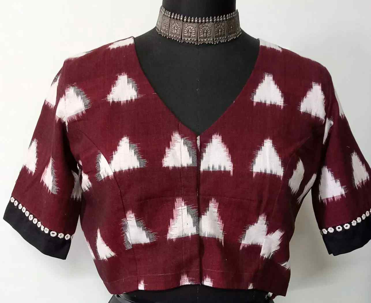 Dark Maroon Ikat Blouse