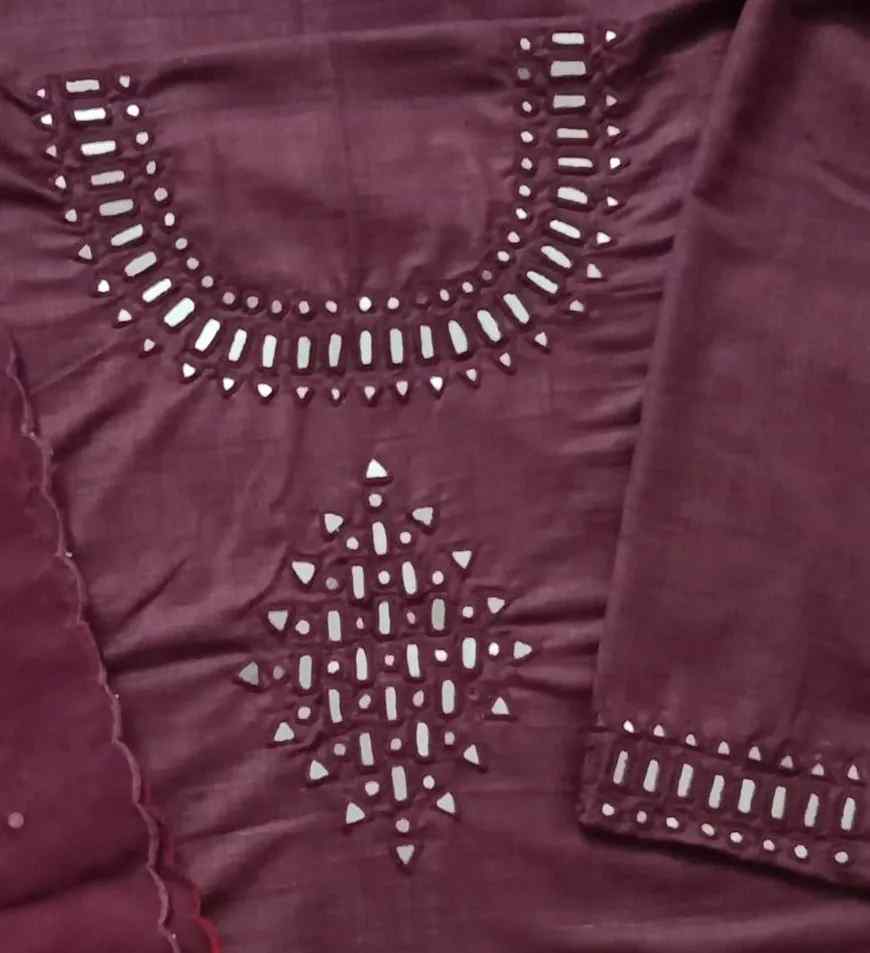 Dark Maroon Mirror Work Suit Set