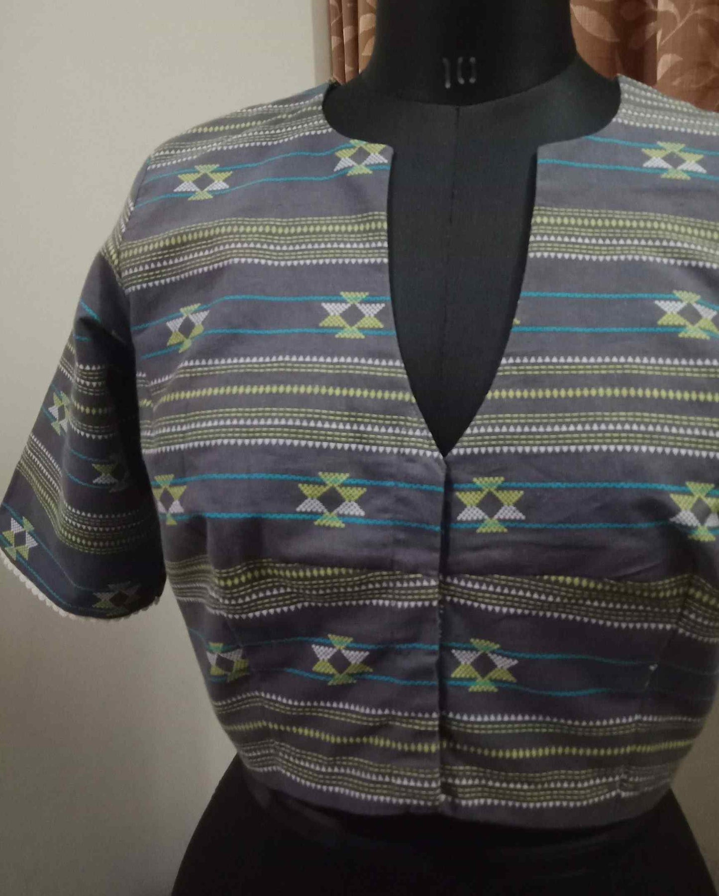 Grey Jaquard Weave Blouse