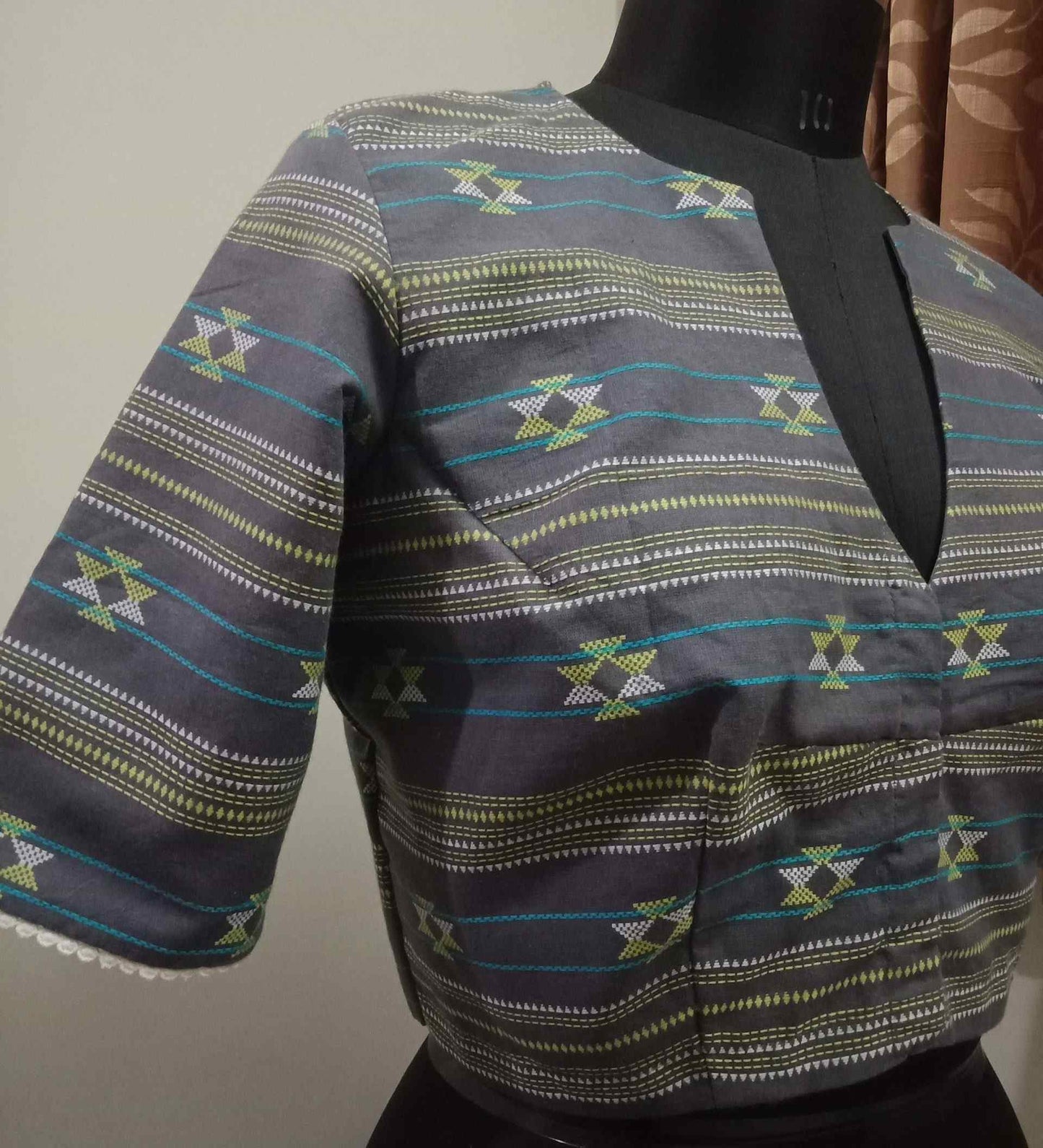 Grey Jaquard Weave Blouse