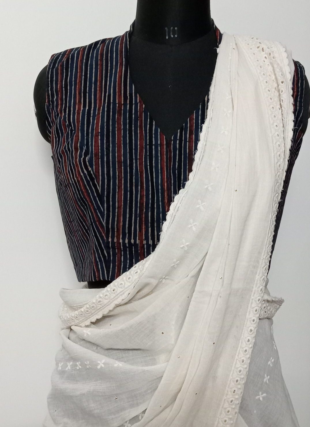 ajrakh stripes sleeveless blouse