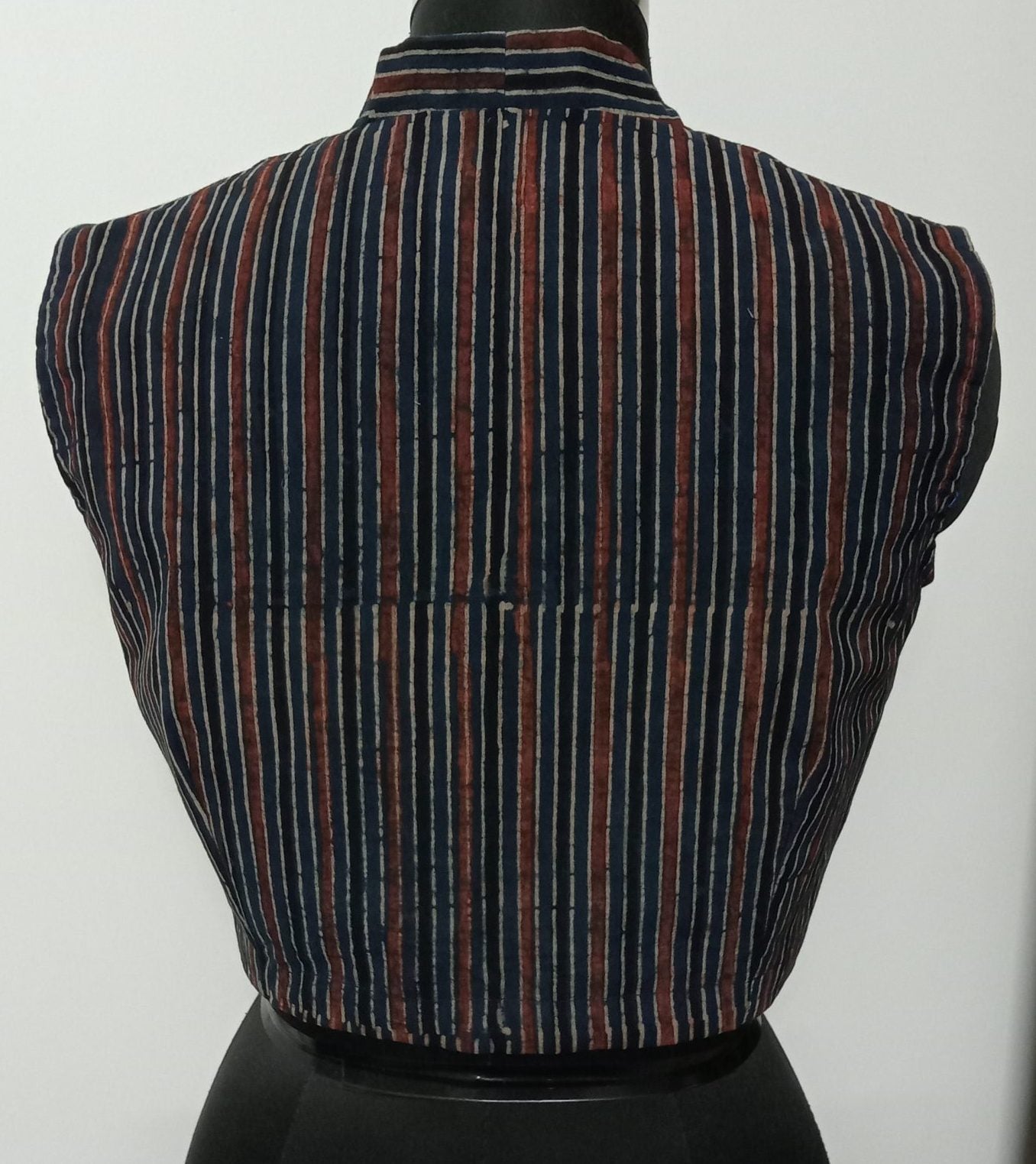 ajrakh stripes sleeveless blouse