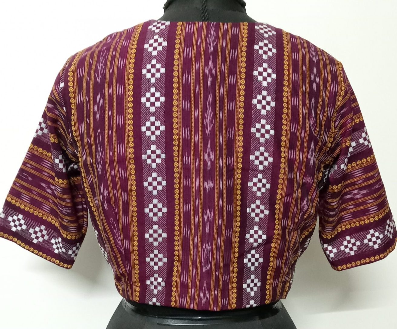 wine colour sambhalpuri ikat blouse