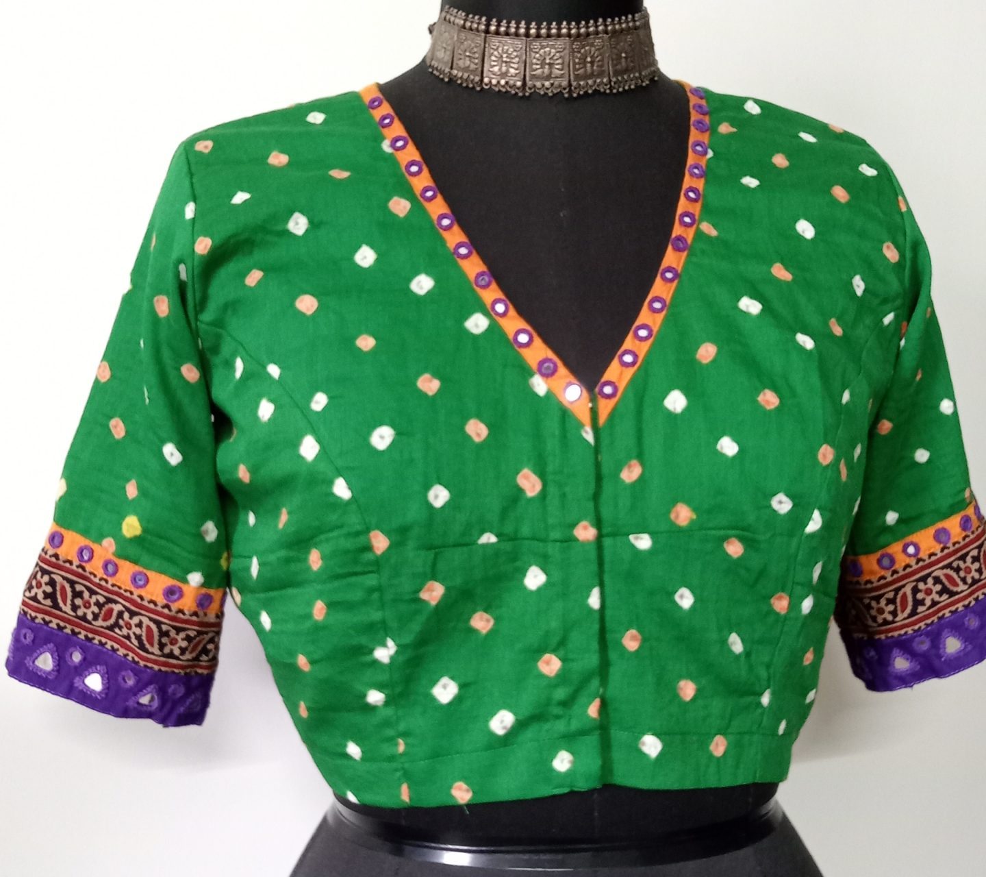 moss green bandhani blouse