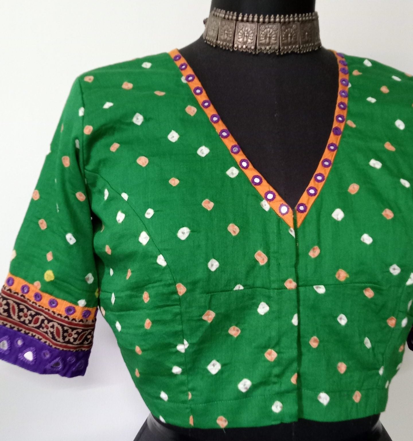 moss green bandhani blouse