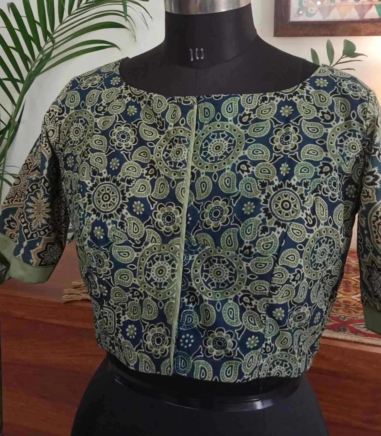 Indigo Cyan Colour Ajrakh Blouse