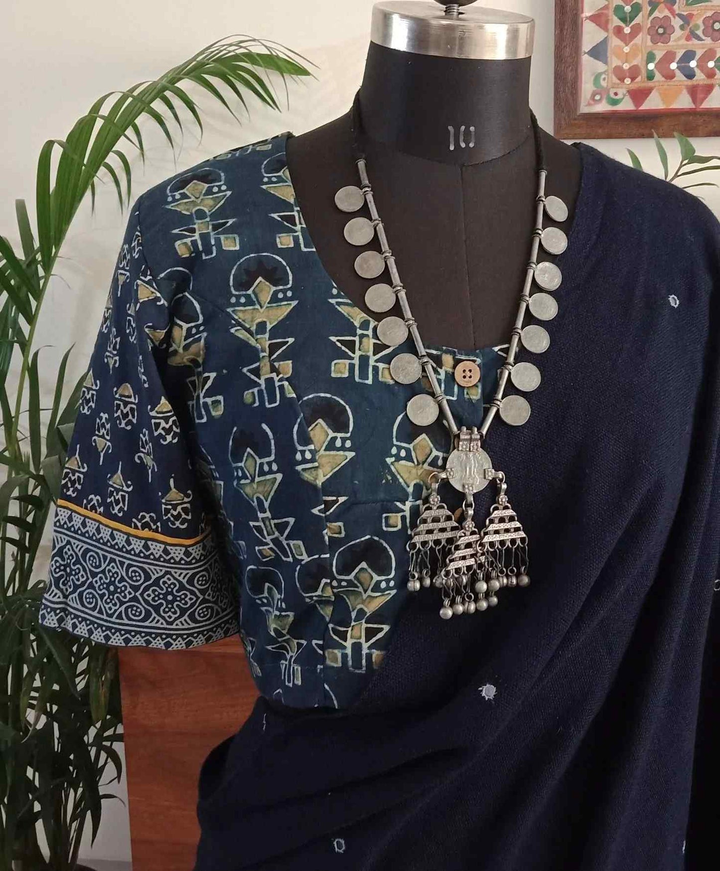 Indigo Ochre Colour Ajrakh Blouse