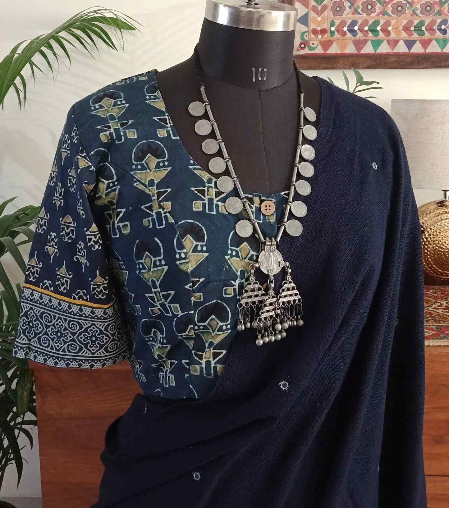 Indigo Ochre Colour Ajrakh Blouse