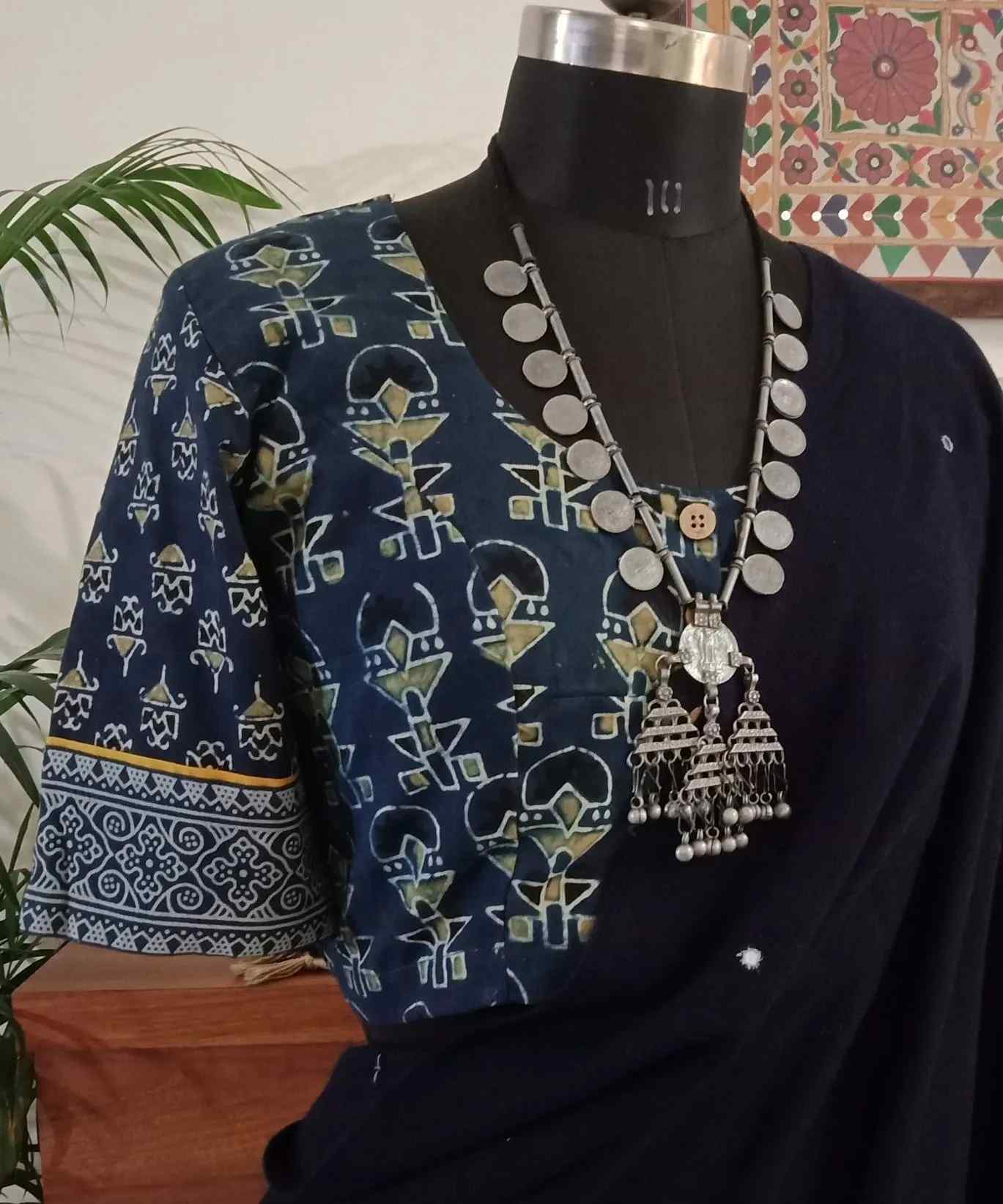 Indigo Ochre Colour Ajrakh Blouse