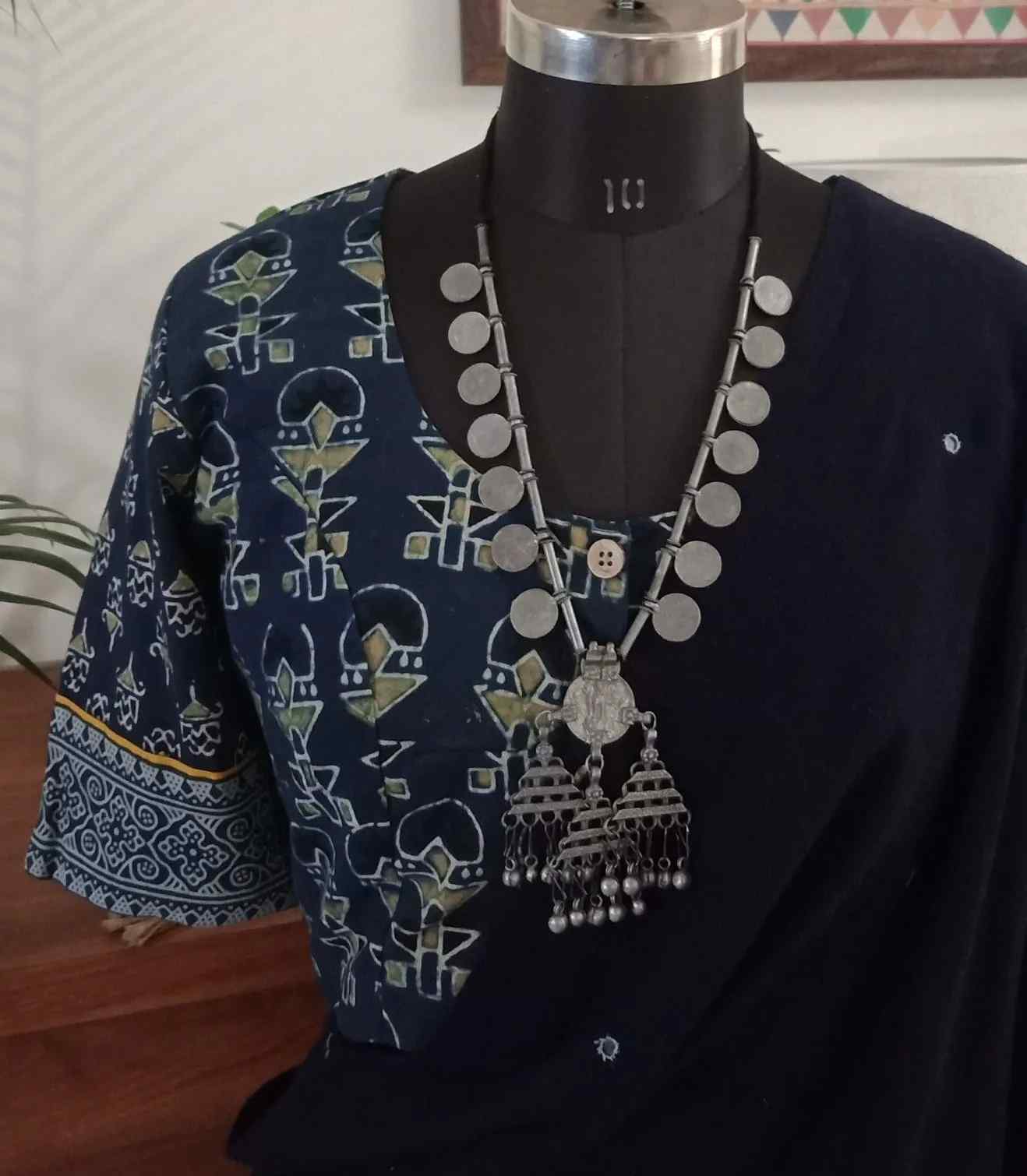 Indigo Ochre Colour Ajrakh Blouse