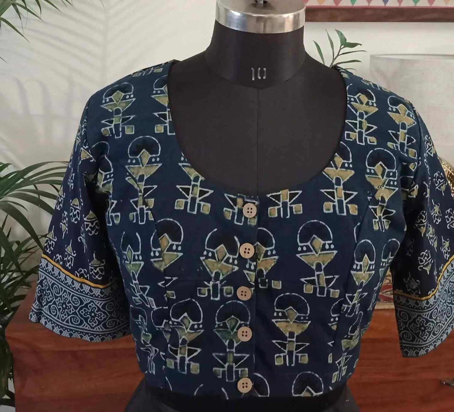 Indigo Ochre Colour Ajrakh Blouse