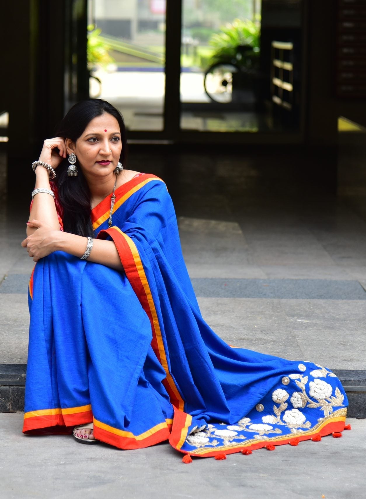 Ink Blue Saree with Dori Work