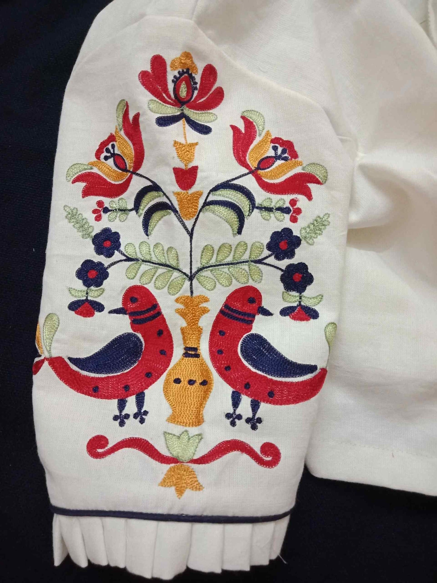 Ivory White Embroidered Sleeves Blouse