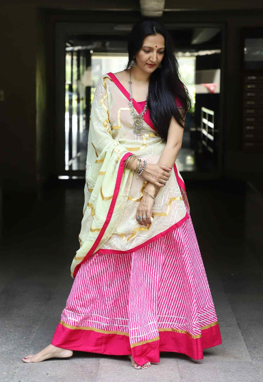 Lehenga Choli Set-Light Green Dupatta
