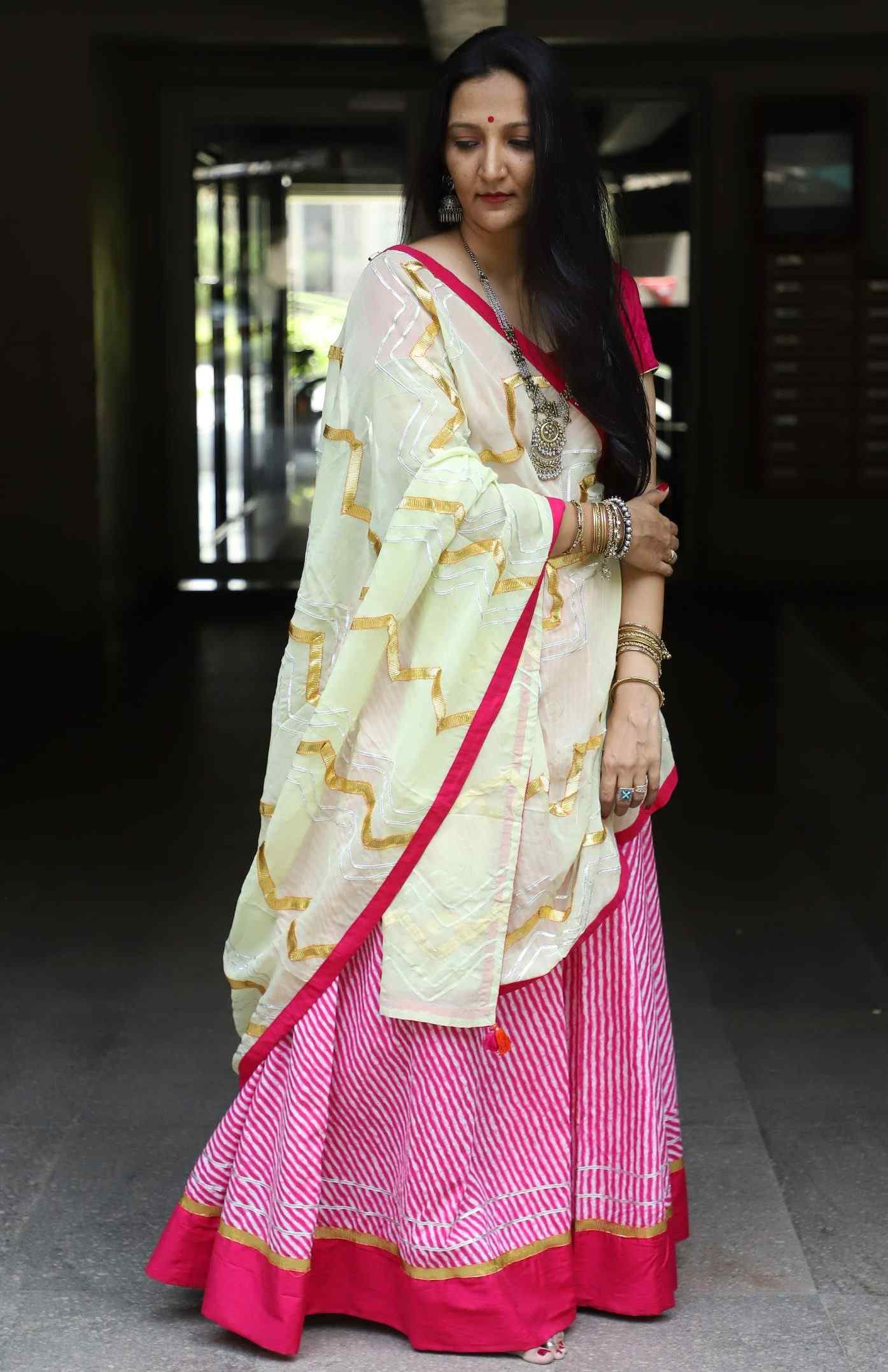 Lehenga Choli Set-Light Green Dupatta