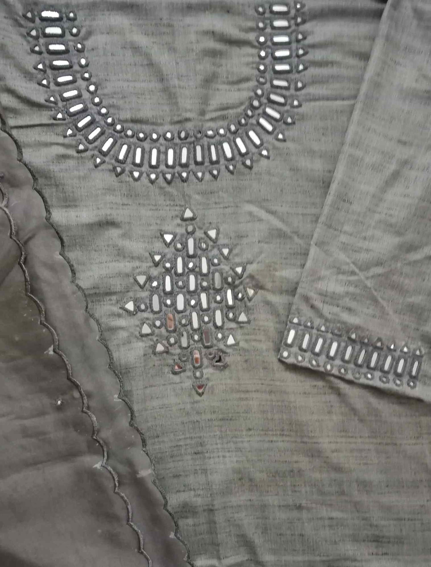 Buy Metallic Grey Mirror Work Suit Set | Godhuli