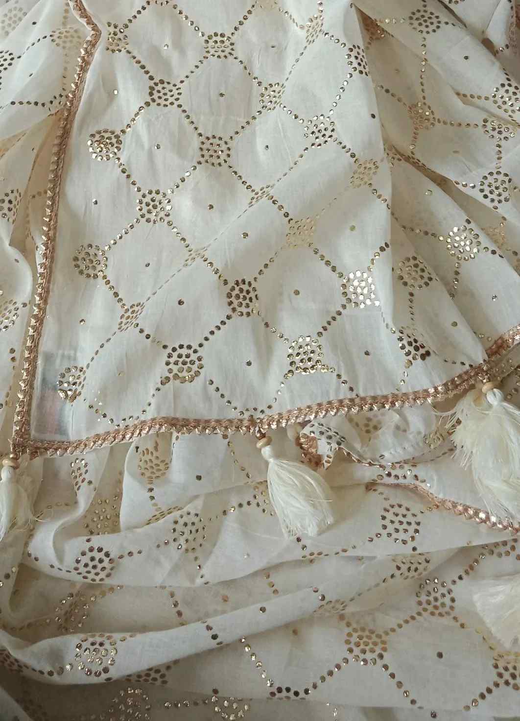 Mukaish Foil Print Mul Dupatta with Jaal