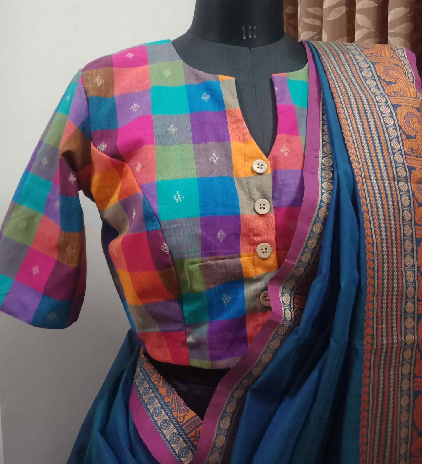 Mulicoloured Big Checks Blouse