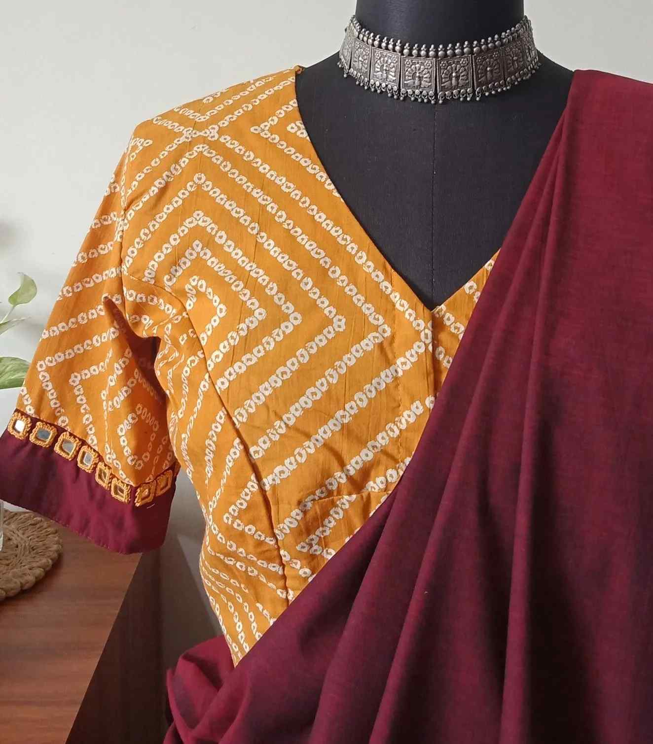 Mustard Yellow Bandhani Print Blouse