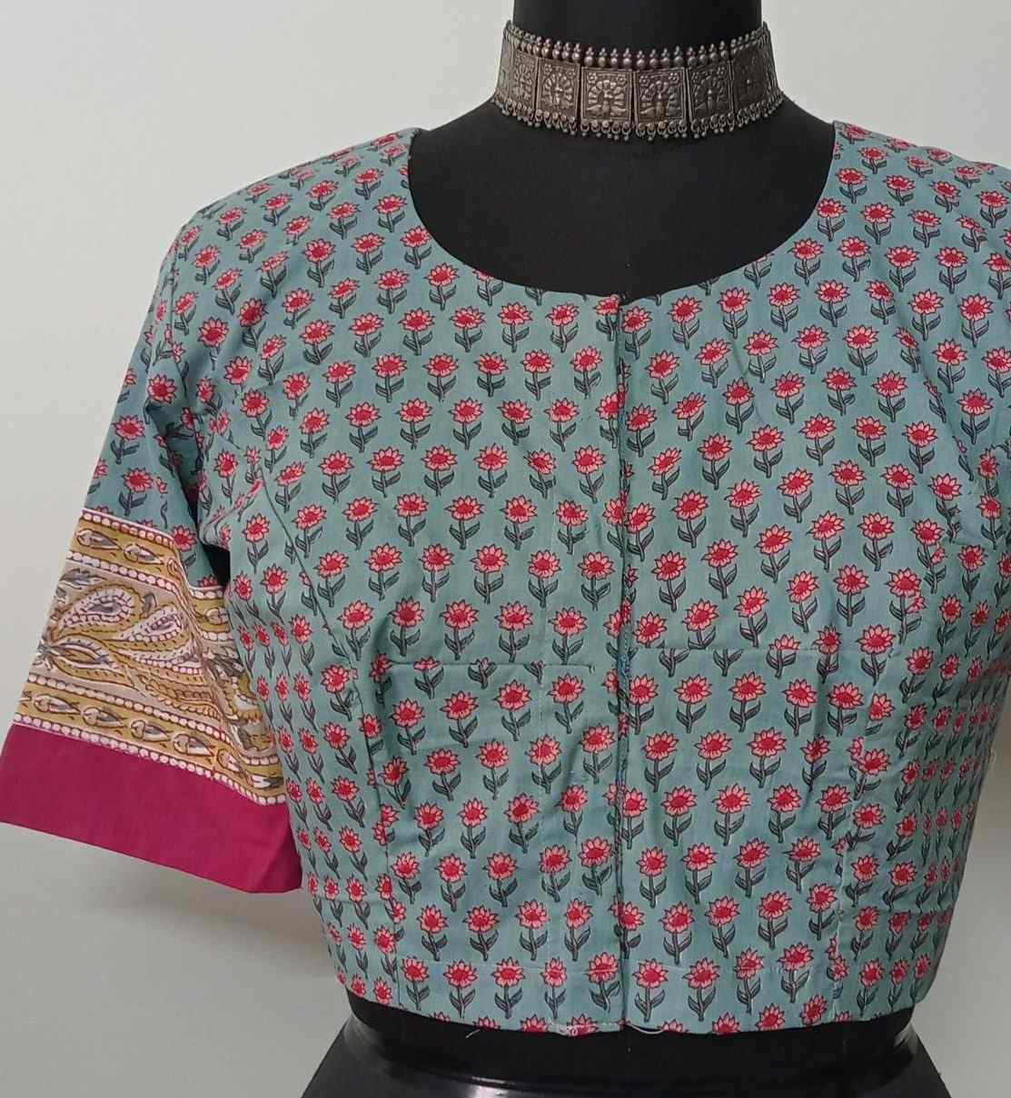 Pastel Powder Blue Floral Print Blouse