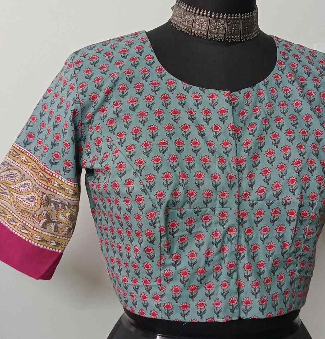 Pastel Powder Blue Floral Print Blouse