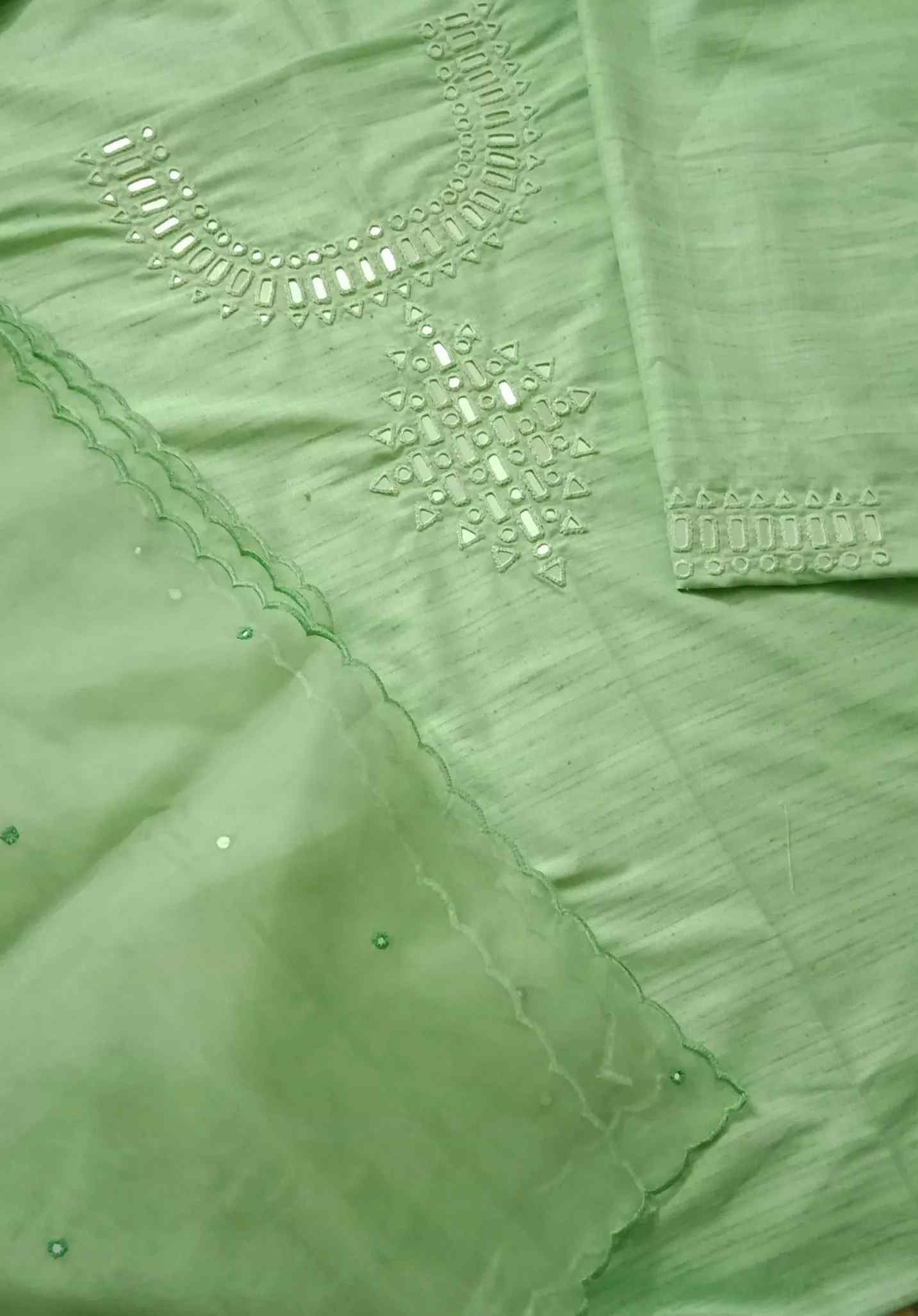 Pista Green Mirror Work Suit Set