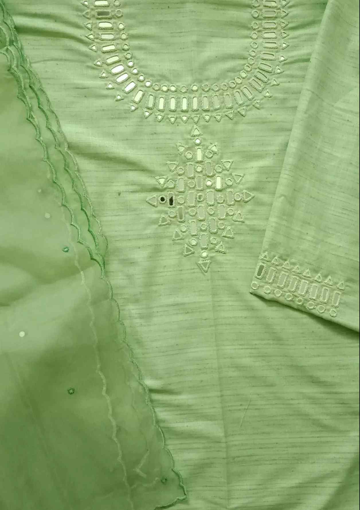 Pista Green Mirror Work Suit Set