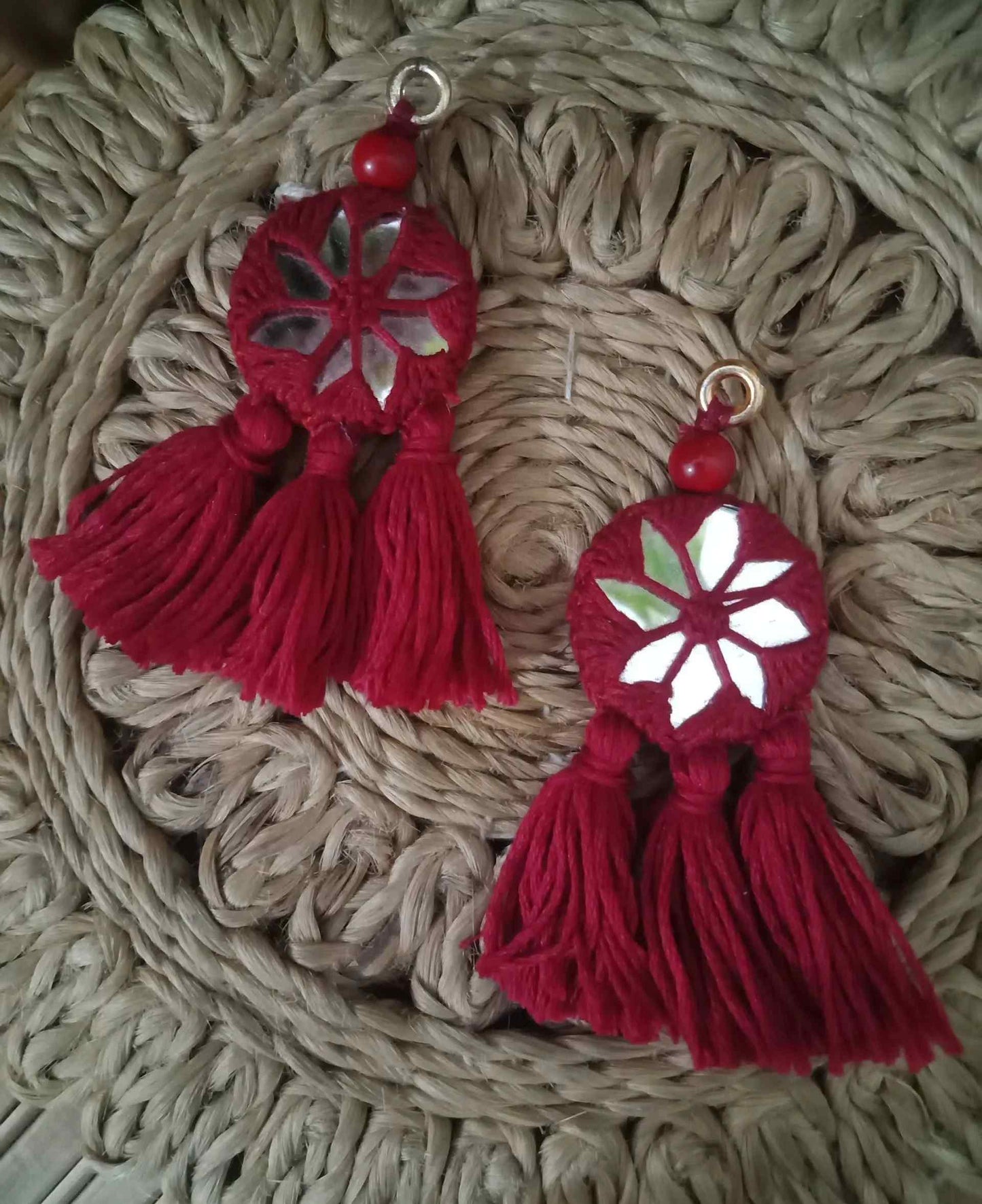 Red Handmade Mirrorwork Tassels
