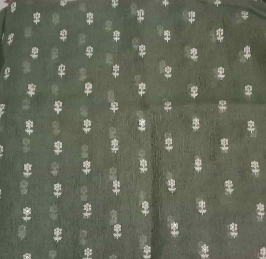 Sage Green Embroidered Linen Saree