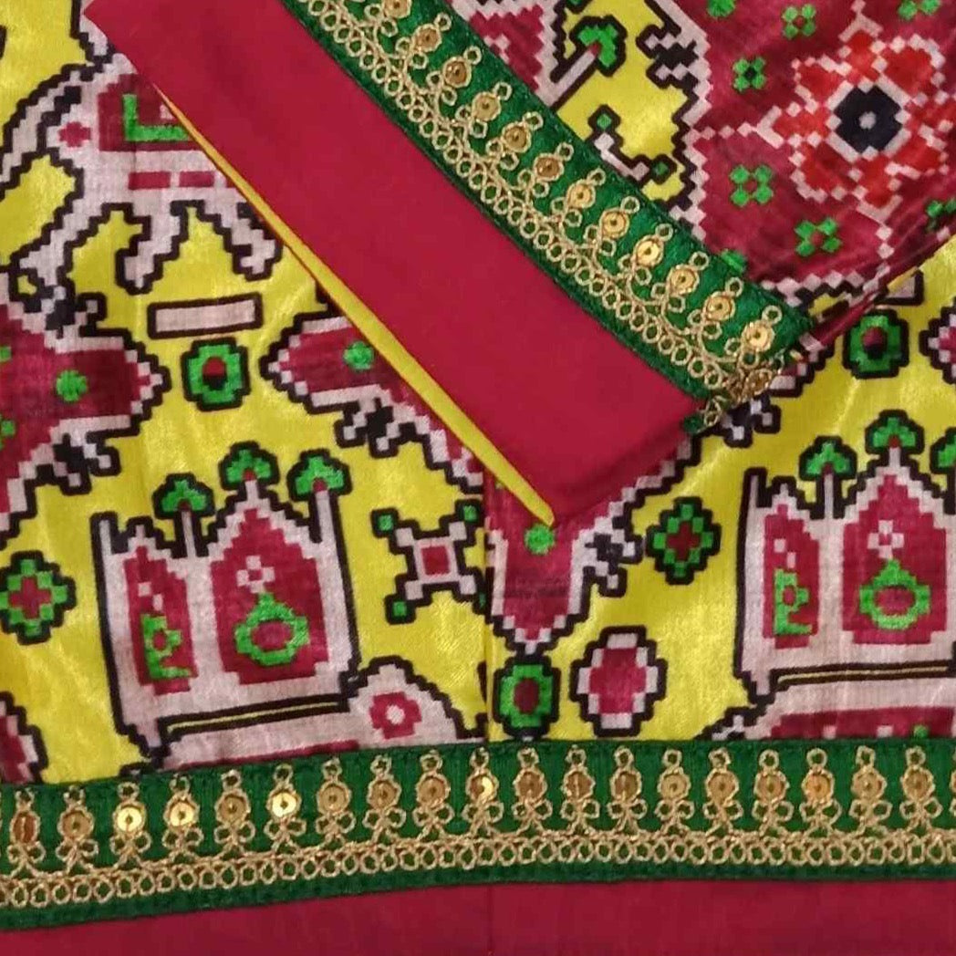 Yellow Gaji Silk Patola Blouse