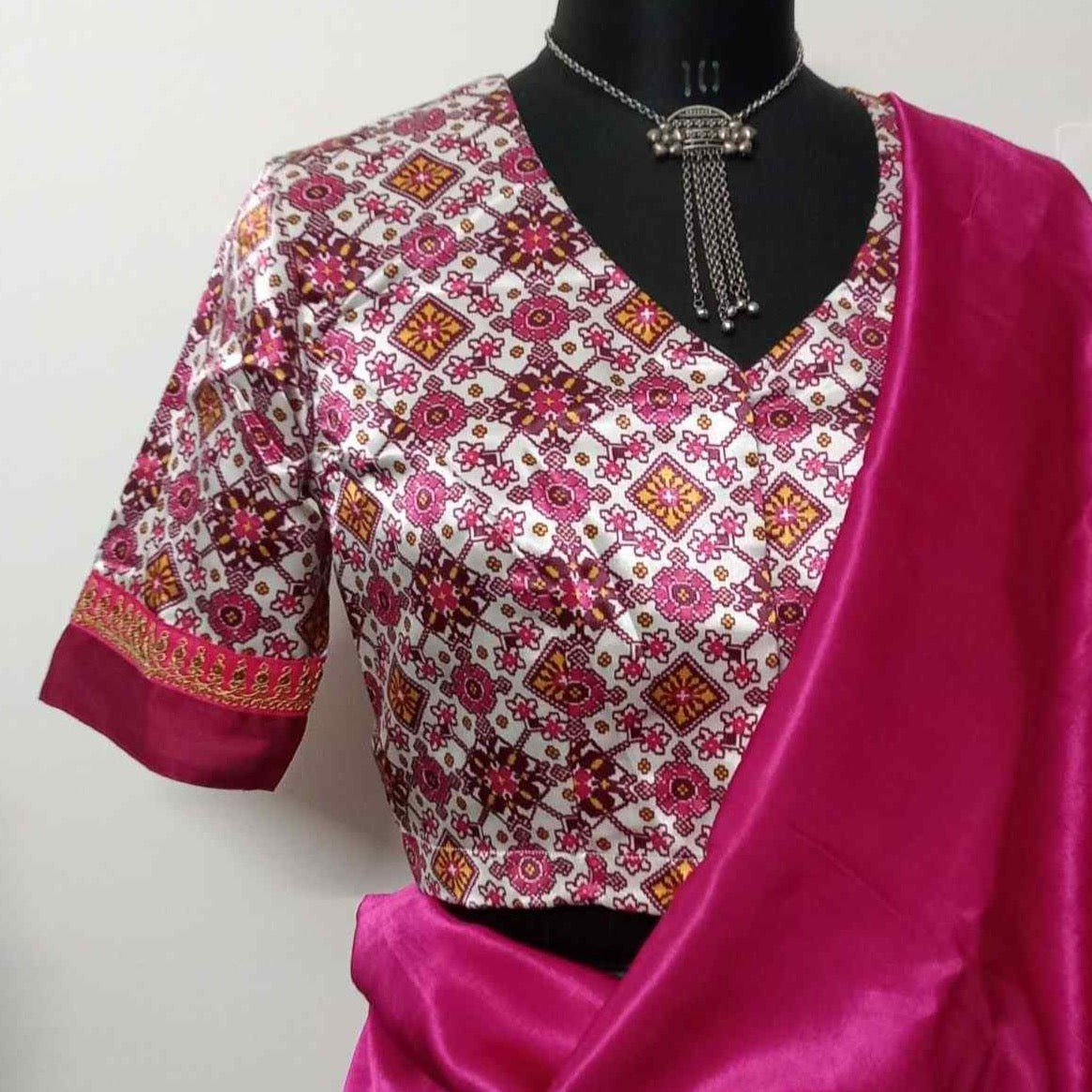 White Rani Gaji Silk Patola Blouse