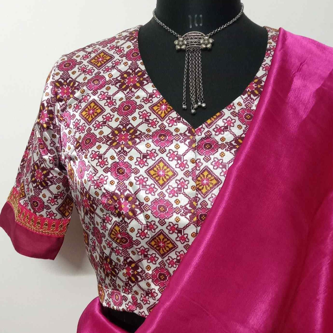 White Rani Gaji Silk Patola Blouse