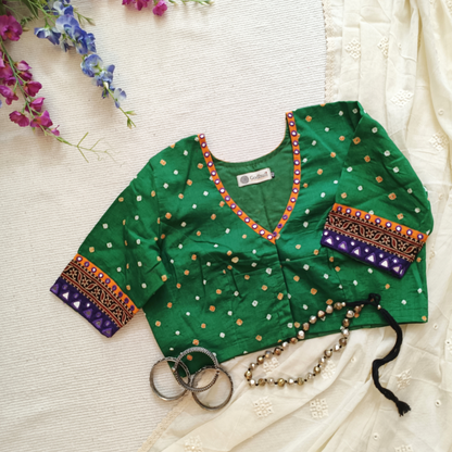 Moss Green Bandhani Blouse