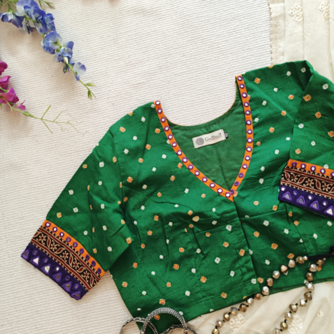 Moss Green Bandhani Blouse