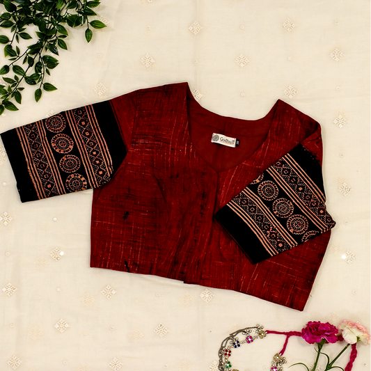 Buy Maroon Abstract Brush Design Gamathi Blouse | Godhuli