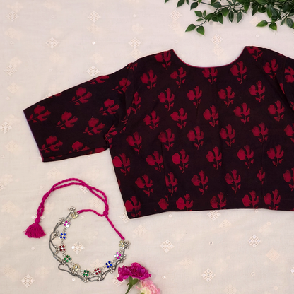 Buy Brown maroon Akola Print Blouse | Godhuli