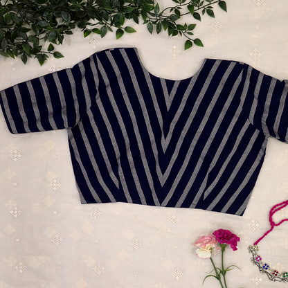 Buy Navy Stripes Blouse | Godhuli