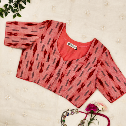 Buy Peach Double ikat Blouse | Godhuli