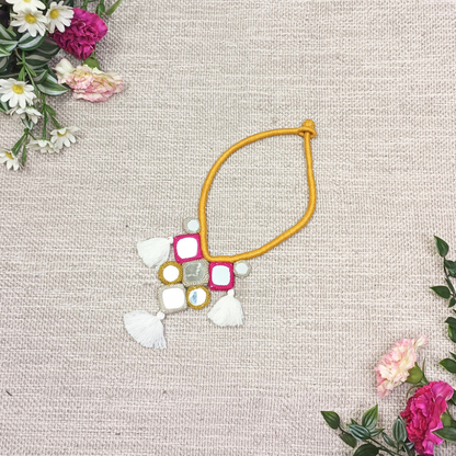 Buy Handcrafted Mirrorwork Yellow Dori Neckpiece | Godhuli
