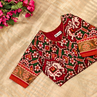 Maroon Green Navratan Design Patola Readymade Blouse | Godhuli